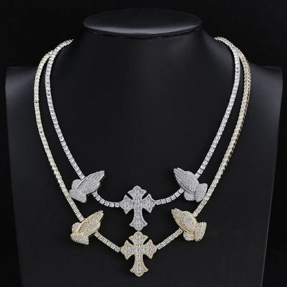 Custom Cross Necklace - VVS Moissanite 925 Silver Iced Out Tennis Chain - EverHype