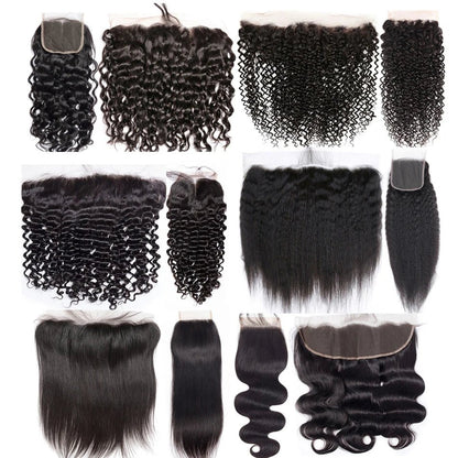 4x4 13x4 Transparent HD Lace Frontal Closure Straight Water Wave Kinky Curly Lace Closure Only 100% Remy Human Hair pre plucked - EverHype