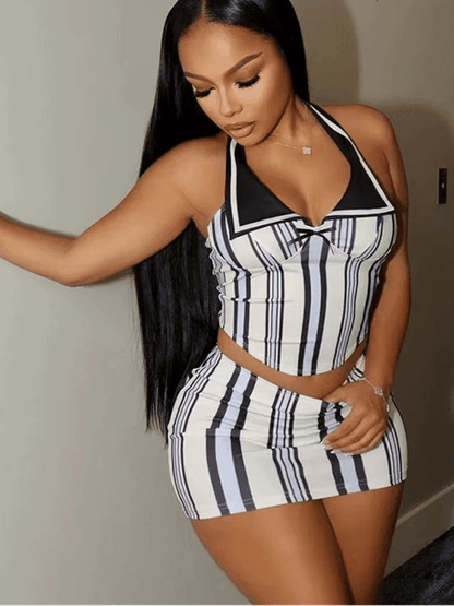 Striped Mini Skirt & Sleeveless Top Set - 2 - Piece Sporty Streetwear | EverHype 2026 - EverHype