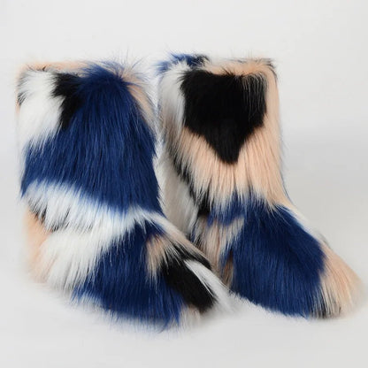 Winter Fluffy Faux Fox Fur Boots - Luxury Warm Snow Boots - EverHype
