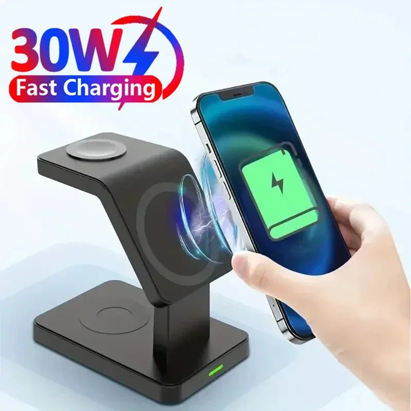 3 In 1 Magnetic Wireless Charger Stand for iPhone 16 15 14 13 Pro Max Apple Watch 1 - 8 AirPods Macsafe Fast Charging Station Dock - EverHype