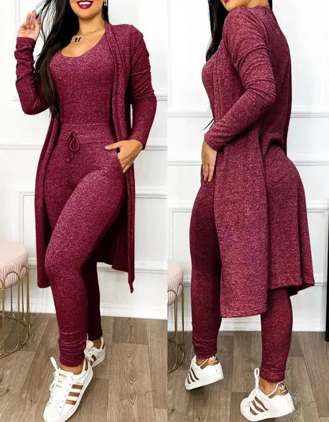 2 - Piece Jumpsuit & Coat Set - Women's Spring Fashion Outfit | Sleeveless Skinny Fit - EverHype