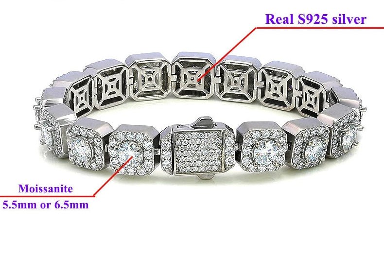 Moissanite Cuban Link Bracelet - 10mm - 12mm 925 Silver Iced Out Chain - EverHype