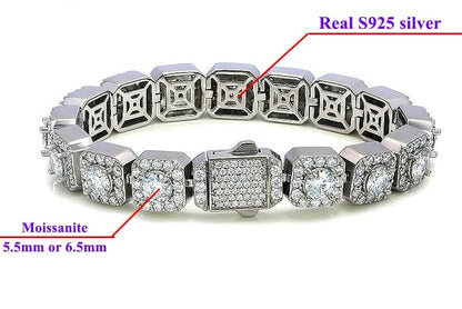 Moissanite Cuban Link Bracelet - 10mm - 12mm 925 Silver Iced Out Chain - EverHype