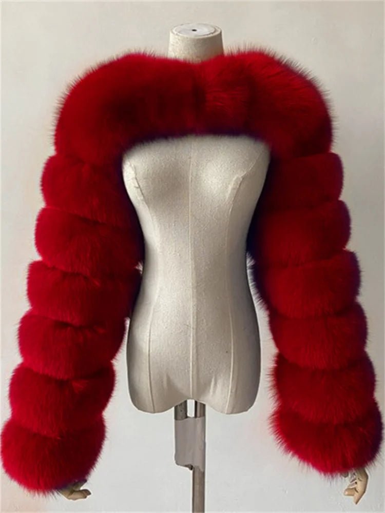 Faux Fur Jacket - Cropped Long Sleeve Coat for Women | Winter Warm Clothes - EverHype