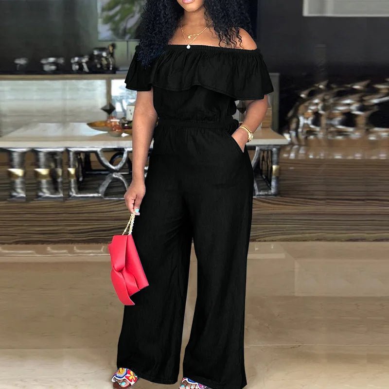 Plus Size Denim Jumpsuit - Sleeveless Shawl Collar Overall | Autumn Fashion - EverHype