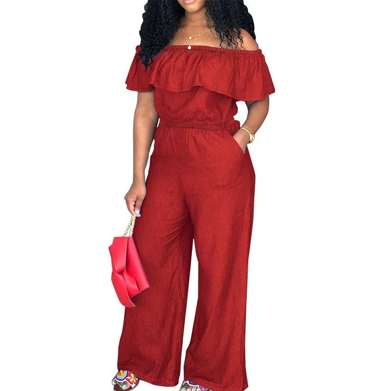 Plus Size Denim Jumpsuit - Sleeveless Shawl Collar Overall | Autumn Fashion - EverHype