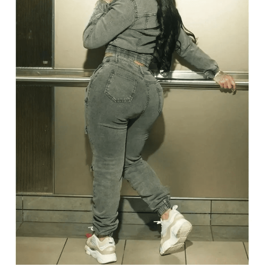 Women's Denim 2 - Piece Set - Zip Crop Jacket & Cargo Jeans | Streetwear Outfit - EverHype