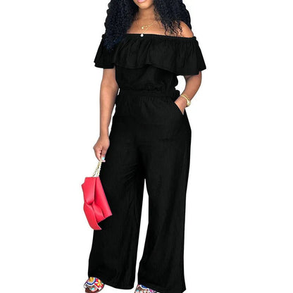 Plus Size Denim Jumpsuit - Sleeveless Shawl Collar Overall | Autumn Fashion - EverHype