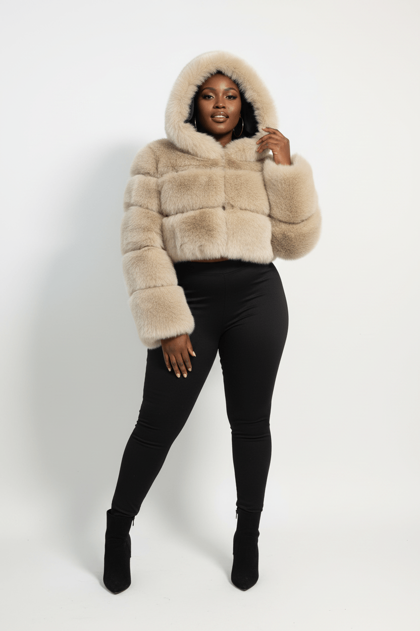 ZADORIN Hooded Short Faux Fur Coat - Sexy Furry Winter Jacket - EverHype