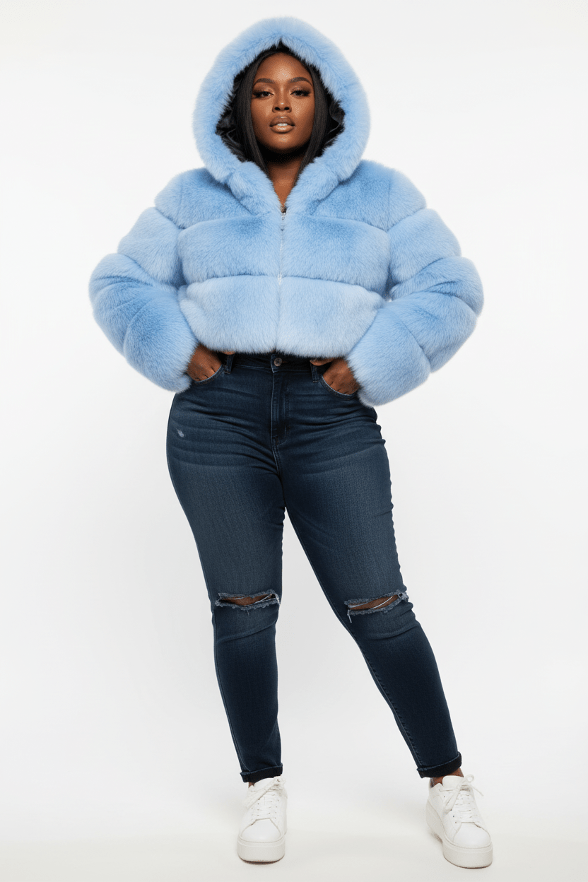ZADORIN Hooded Short Faux Fur Coat - Sexy Furry Winter Jacket - EverHype