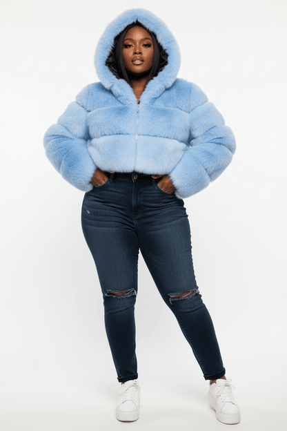 ZADORIN Hooded Short Faux Fur Coat - Sexy Furry Winter Jacket - EverHype