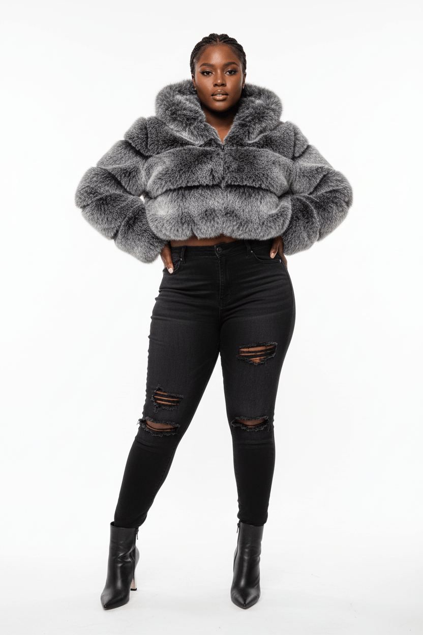 ZADORIN Hooded Short Faux Fur Coat - Sexy Furry Winter Jacket - EverHype