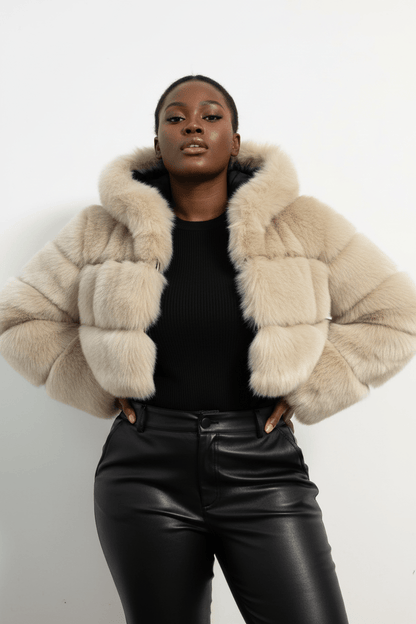 ZADORIN Hooded Short Faux Fur Coat - Sexy Furry Winter Jacket - EverHype