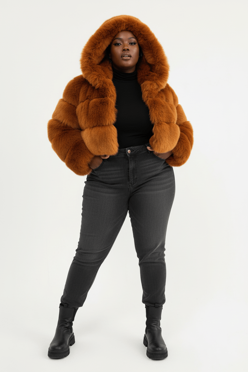 ZADORIN Hooded Short Faux Fur Coat - Sexy Furry Winter Jacket - EverHype
