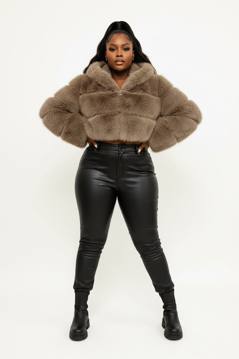 ZADORIN Hooded Short Faux Fur Coat - Sexy Furry Winter Jacket - EverHype