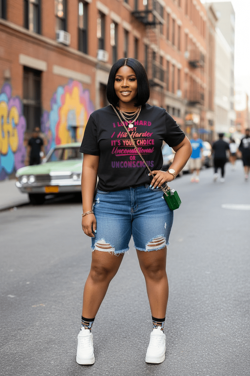 Plus Size Letter Print T-Shirt - Casual Crew Neck Tee - EverHype