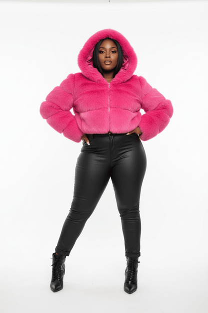 ZADORIN Hooded Short Faux Fur Coat - Sexy Furry Winter Jacket - EverHype